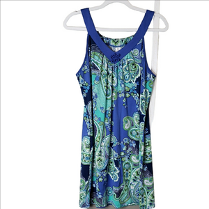 New Directions Intimates Blue and Green Paisley Gown Nightie Lounger Muumuu L